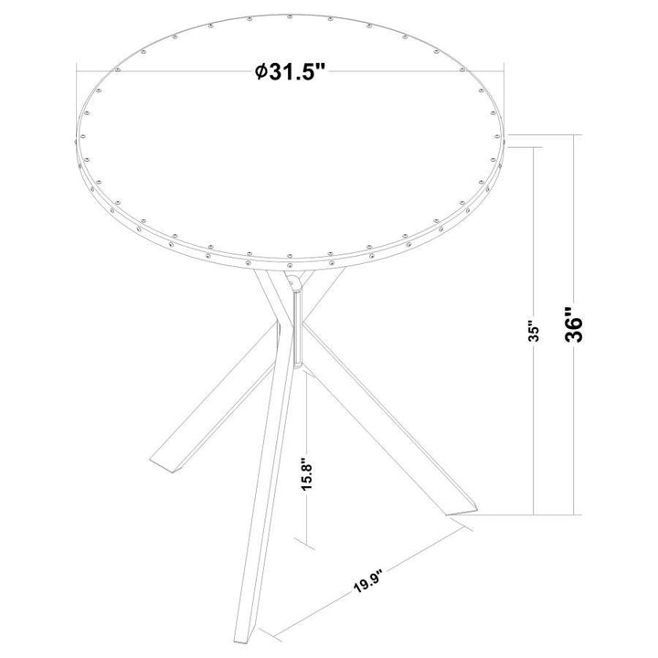 Kenzo - Round Galvanized Steel Bistro Bar Table - Silver Bar Table modern furniture Contempo Furniture