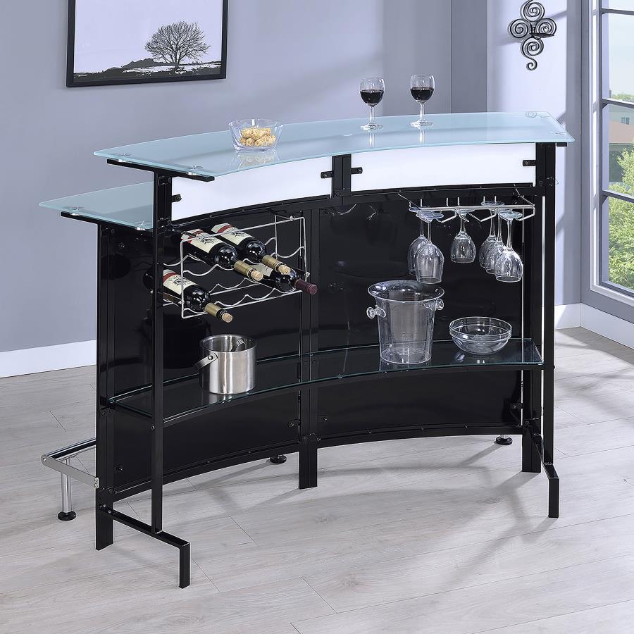 Keystone - Curved Glass Top Home Bar Wine Cabinet - Black Wine Cabinet modern furniture Contempo Furniture