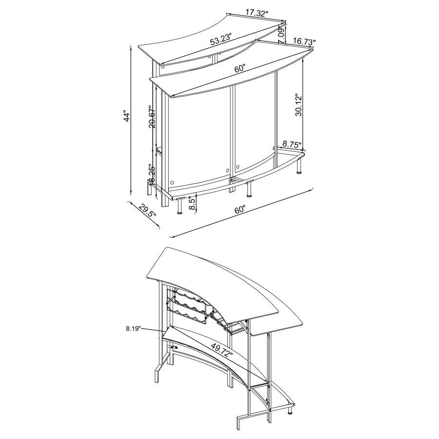 Keystone - Curved Glass Top Home Bar Wine Cabinet - Black Wine Cabinet modern furniture Contempo Furniture
