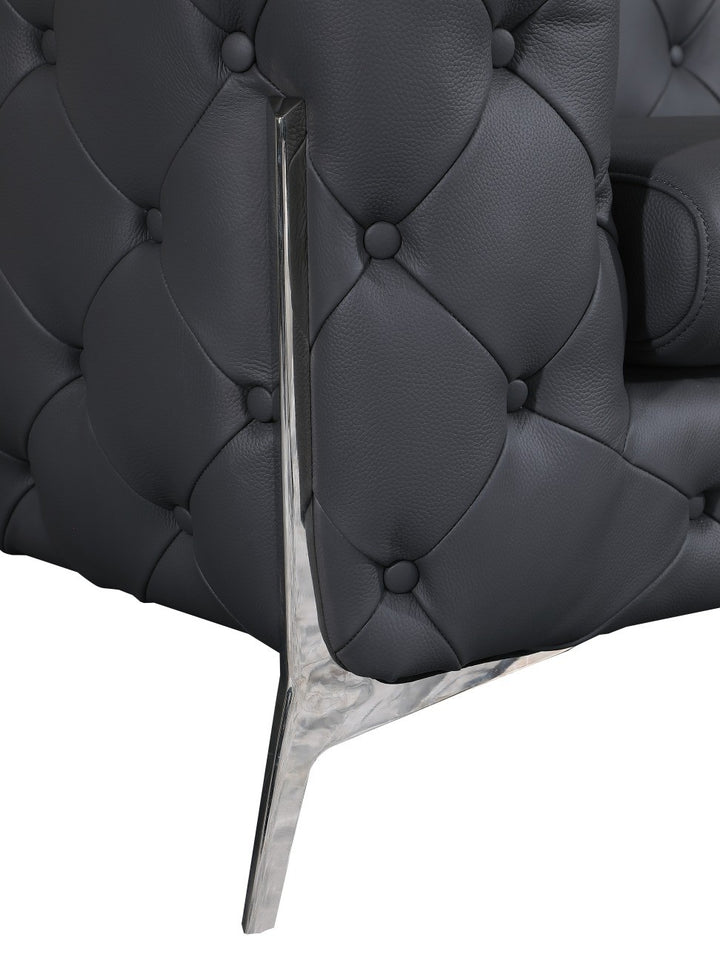 DivanItalia 970 Italian Leather Dark Gray Loveseat