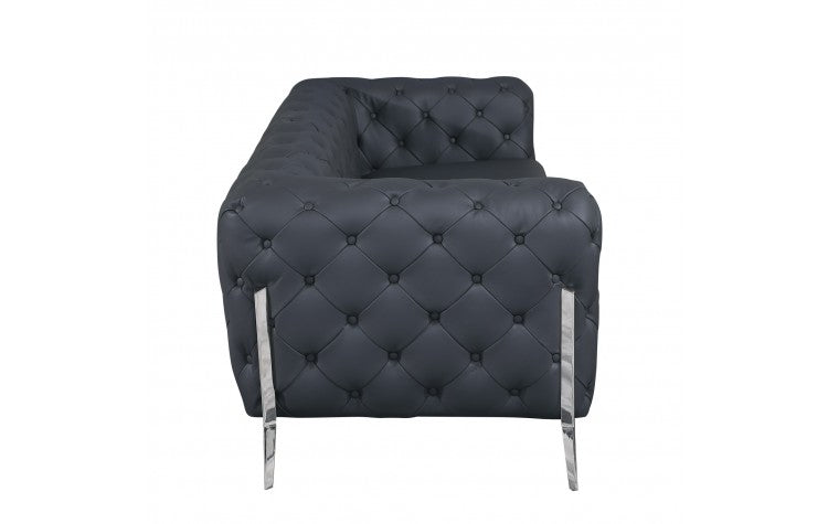 DivanItalia 970 Italian Leather Dark Gray Chair - alternate view 8