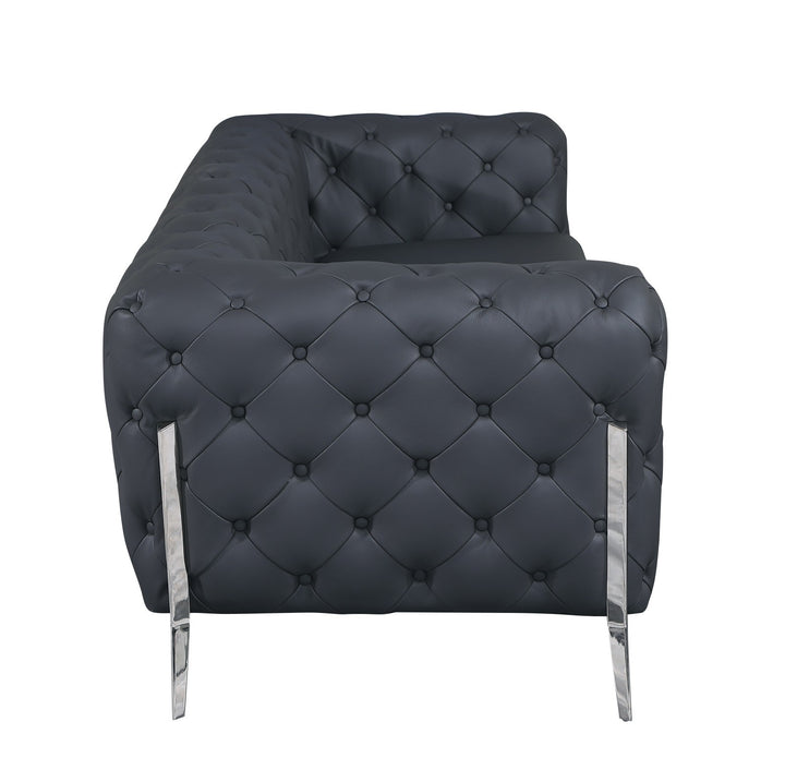 DivanItalia 970 Italian Leather Dark Gray Loveseat