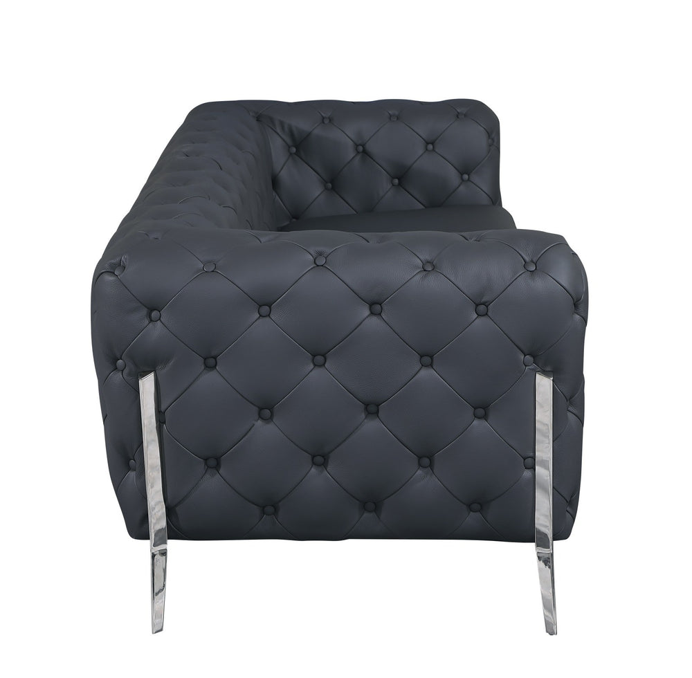 DivanItalia 970 Italian Leather Dark Gray Chair - alternate view 4