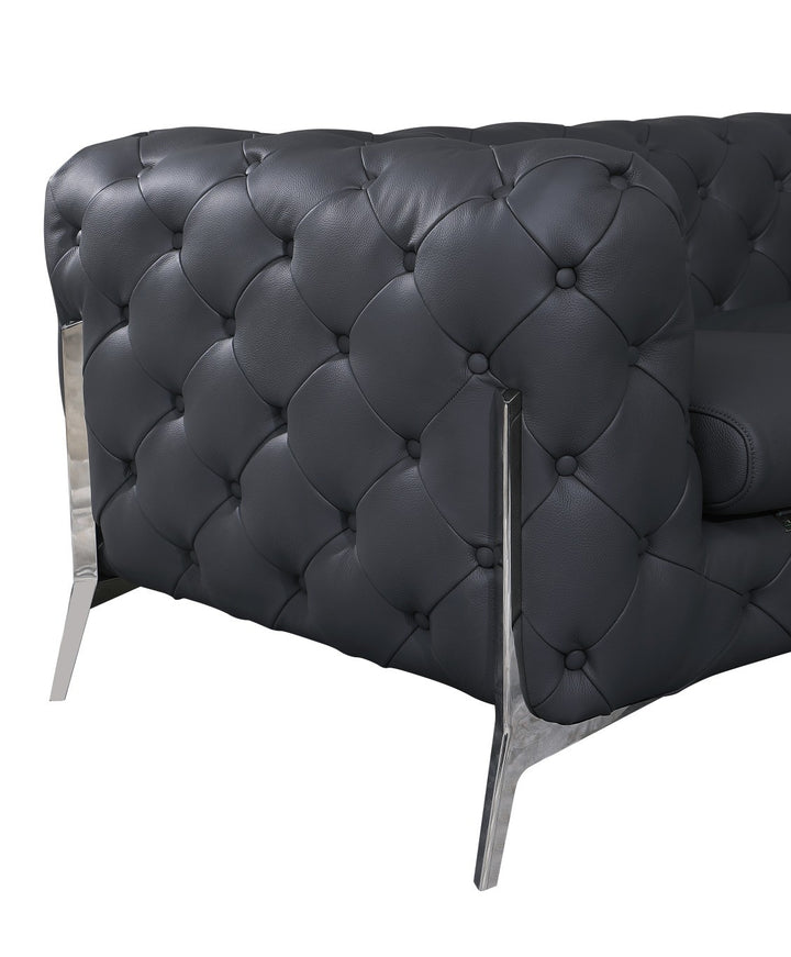 DivanItalia 970 Italian Leather Dark Gray Loveseat