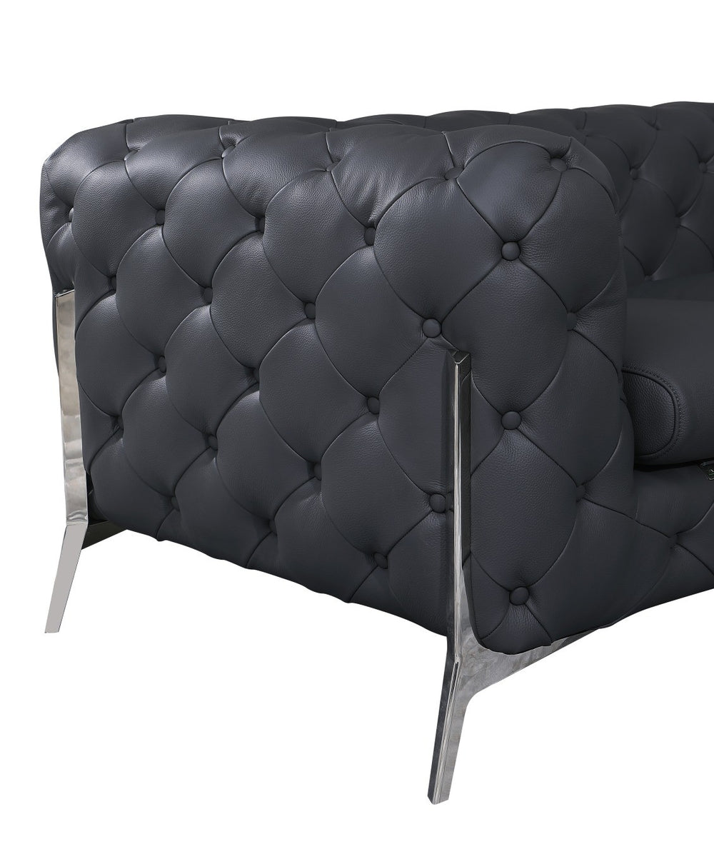DivanItalia 970 Italian Leather Dark Gray Chair - alternate view 5