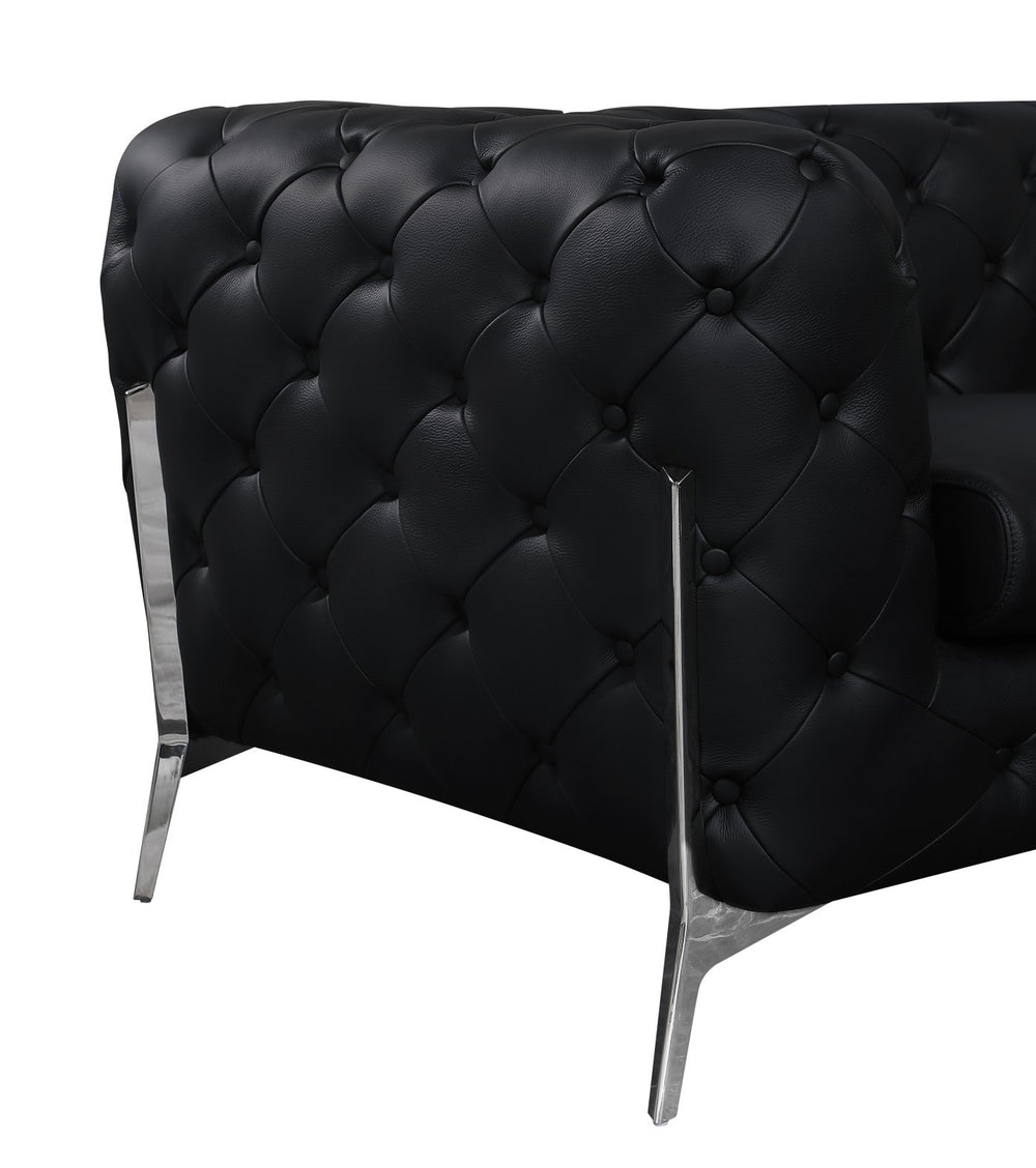 DivanItalia 970 Italian Leather Black Chair - alternate view 7