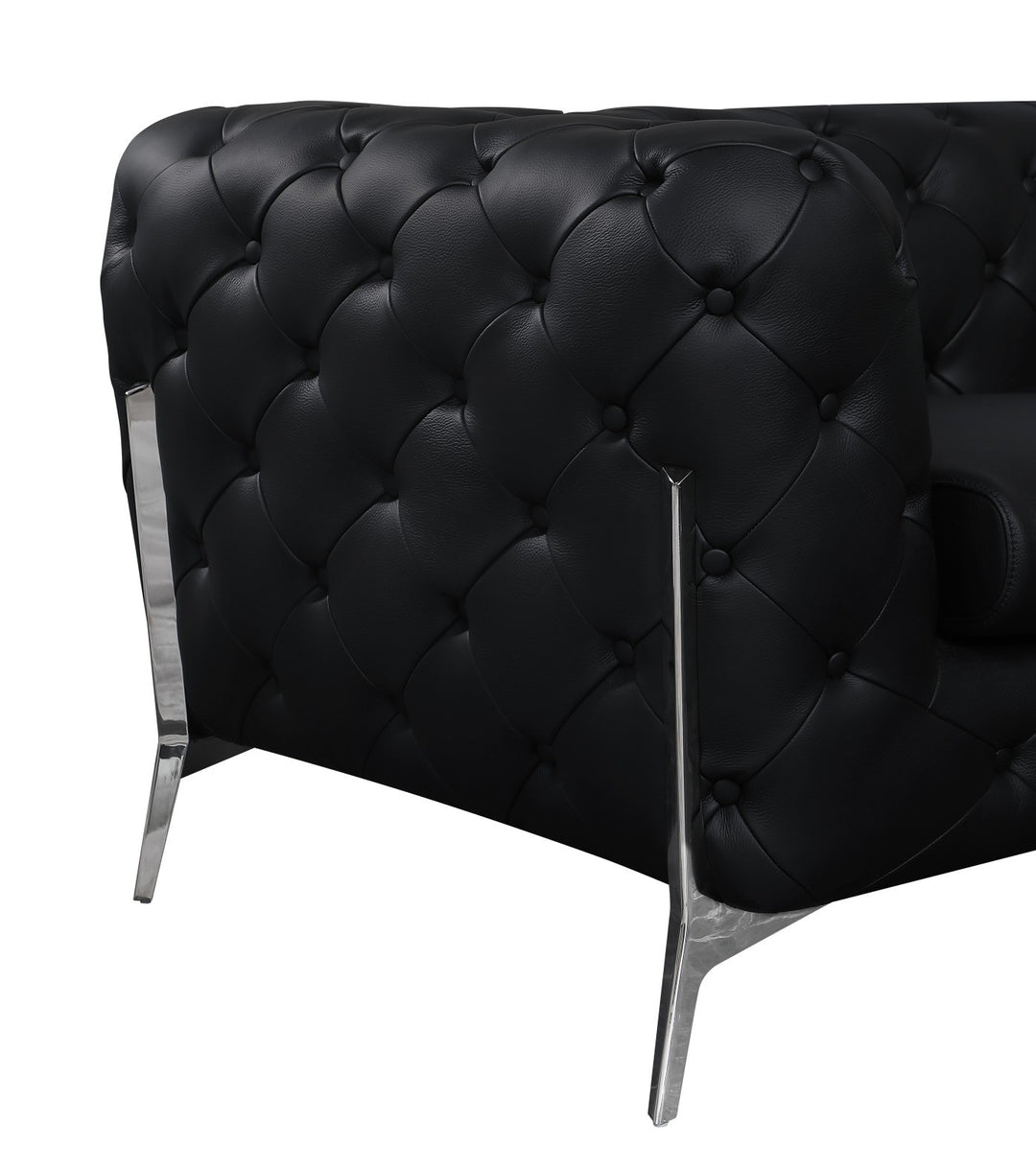 DivanItalia 970 Italian Leather Black Sofa