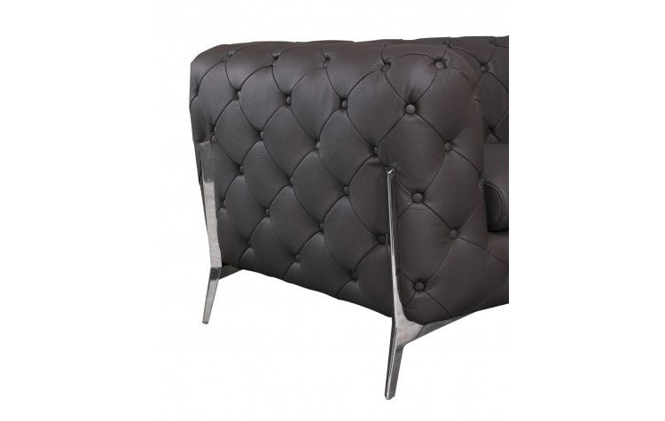 DivanItalia 970 Italian Leather Brown Chair - alternate view 4