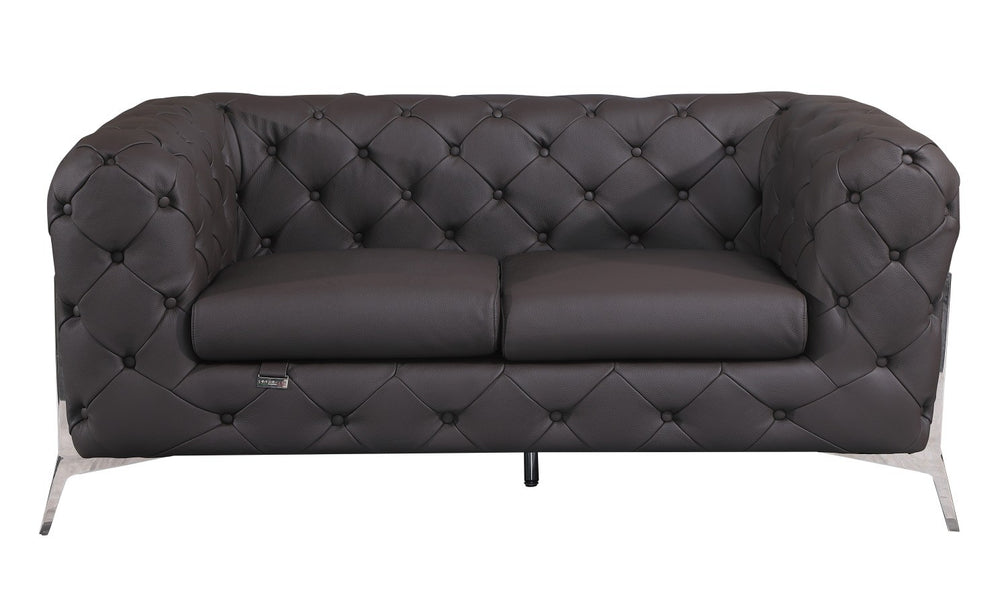 DivanItalia 970 Italian Leather Brown Loveseat - alternate view 5