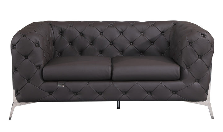 DivanItalia 970 Italian Leather Brown Loveseat