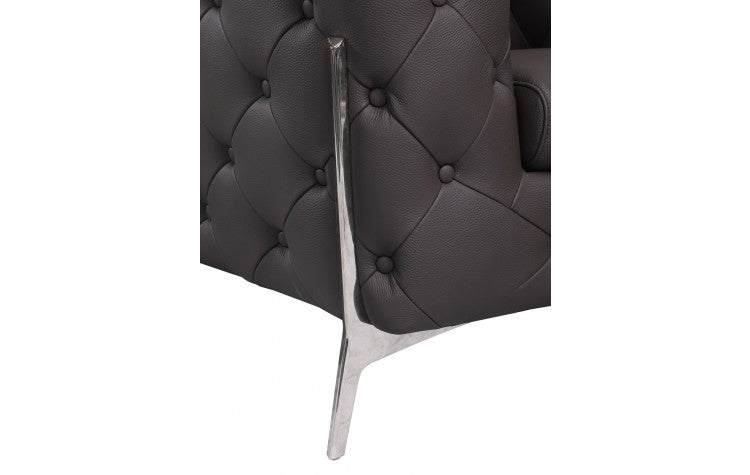 DivanItalia 970 Italian Leather Brown Chair - alternate view 5