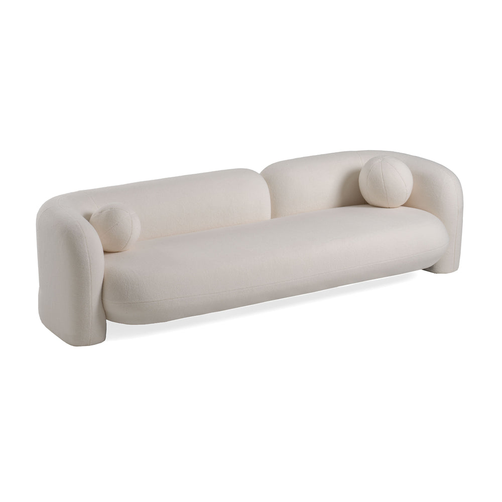 Khan Modern 4-Seater Off White Fabric Sofa - View 3
