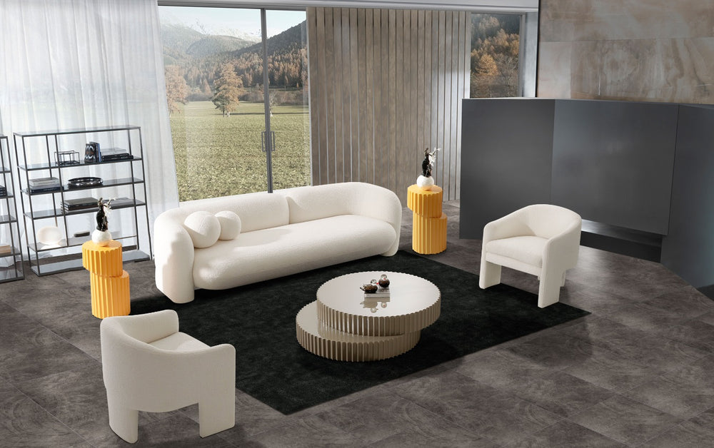Khan Modern 4-Seater Off White Fabric Sofa - View 2