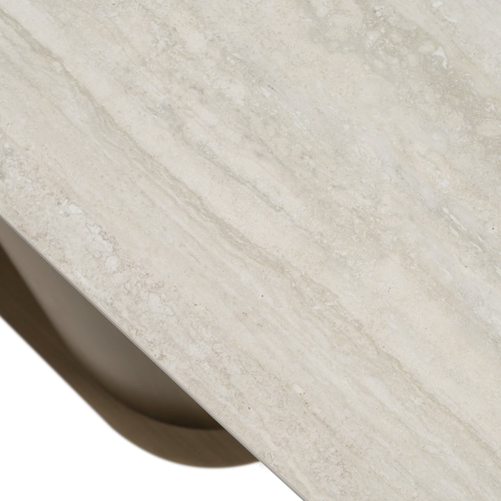 Kiefer - Modern Faux Travertine Ceramic + Bronze Console Table
