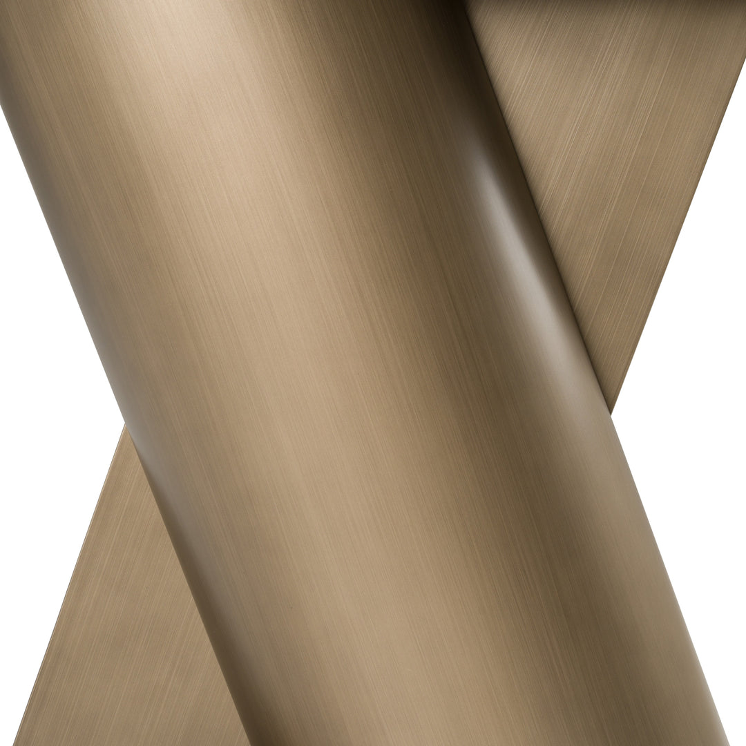 Kiefer - Modern Faux Travertine Ceramic + Bronze Console Table