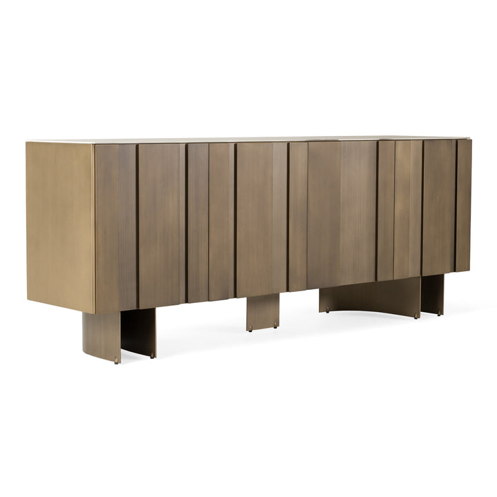 Kiefer - Modern Faux Travertine Ceramic + Bronze Buffet