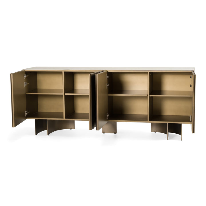 Kiefer - Modern Faux Travertine Ceramic + Bronze Buffet