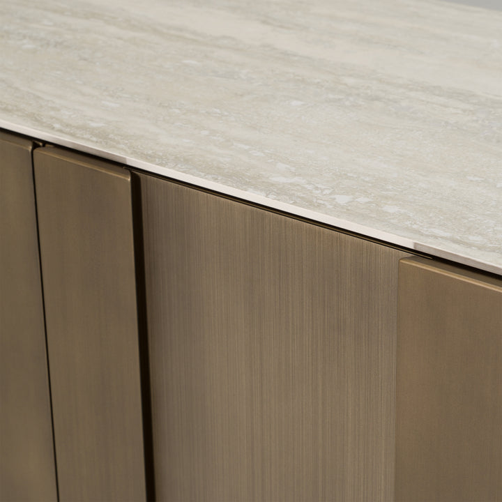 Kiefer - Modern Faux Travertine Ceramic + Bronze Buffet