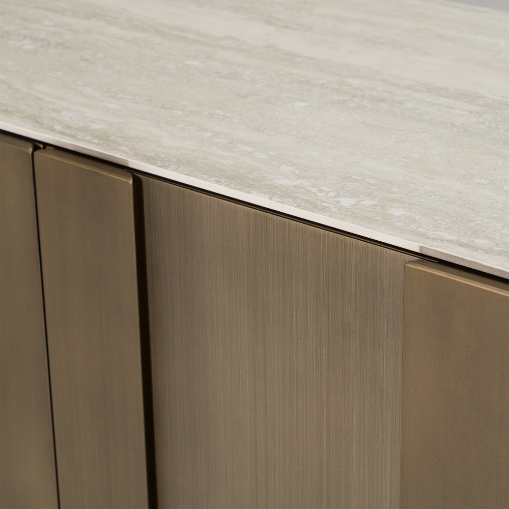 Kiefer - Modern Faux Travertine Ceramic + Bronze Buffet - View 6