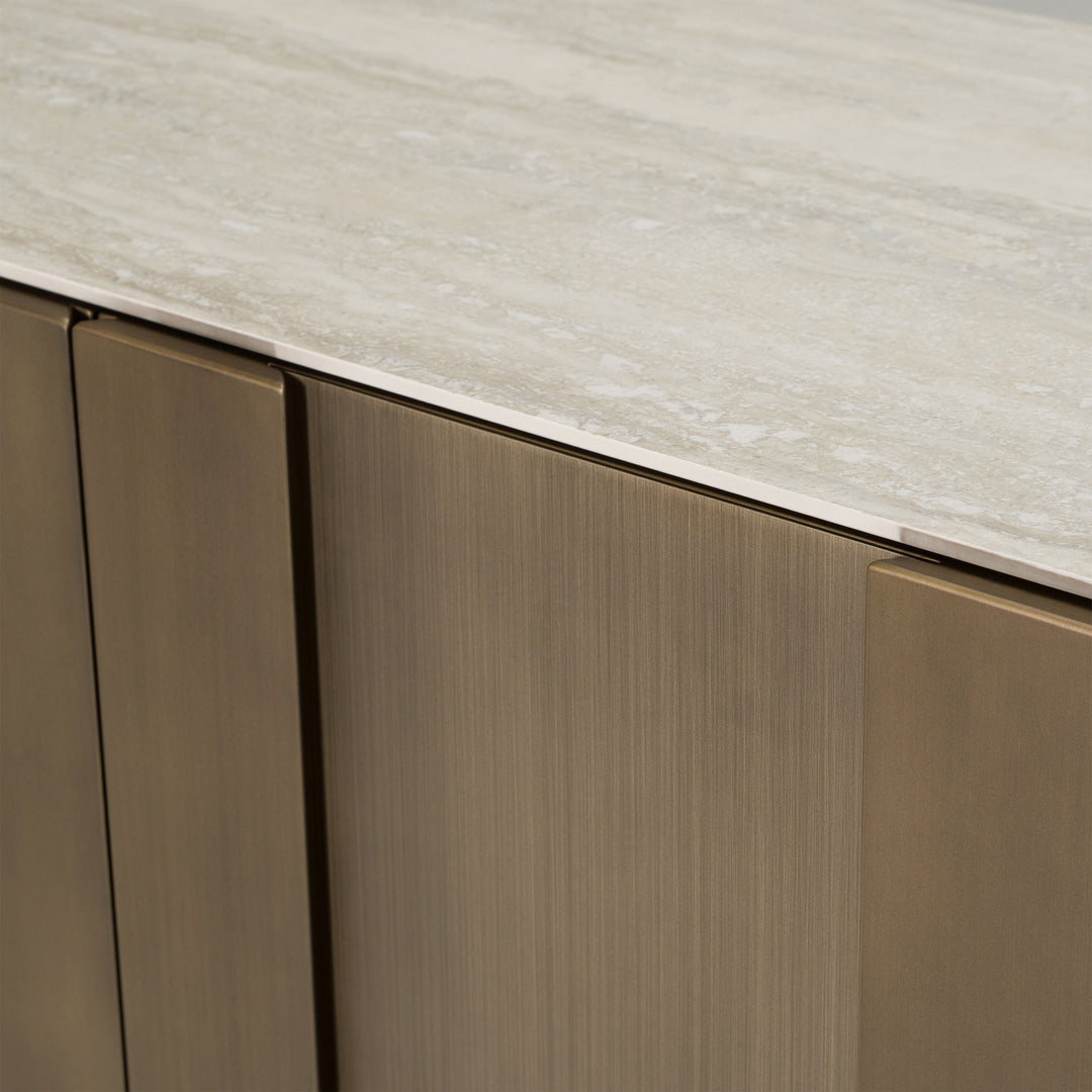 Kiefer - Modern Faux Travertine Ceramic + Bronze Buffet