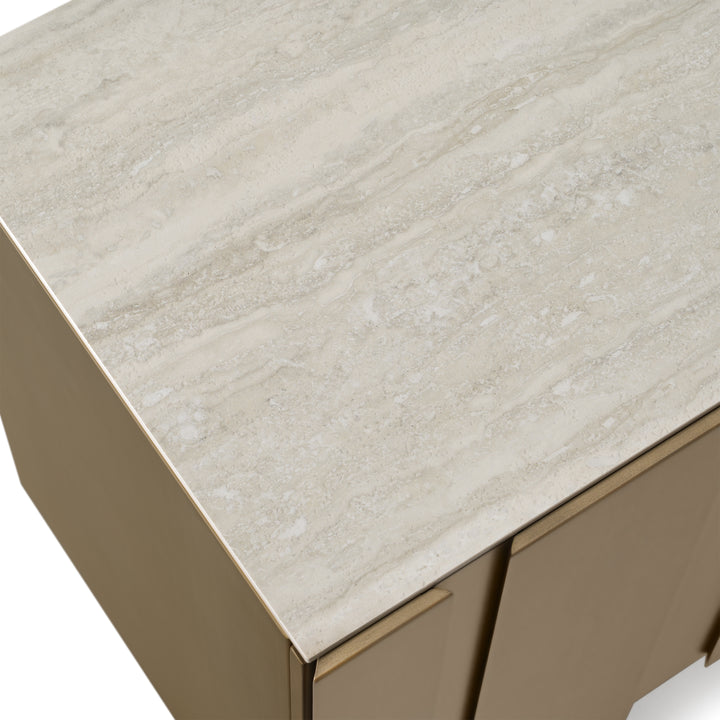Kiefer - Modern Faux Travertine Ceramic + Bronze Buffet