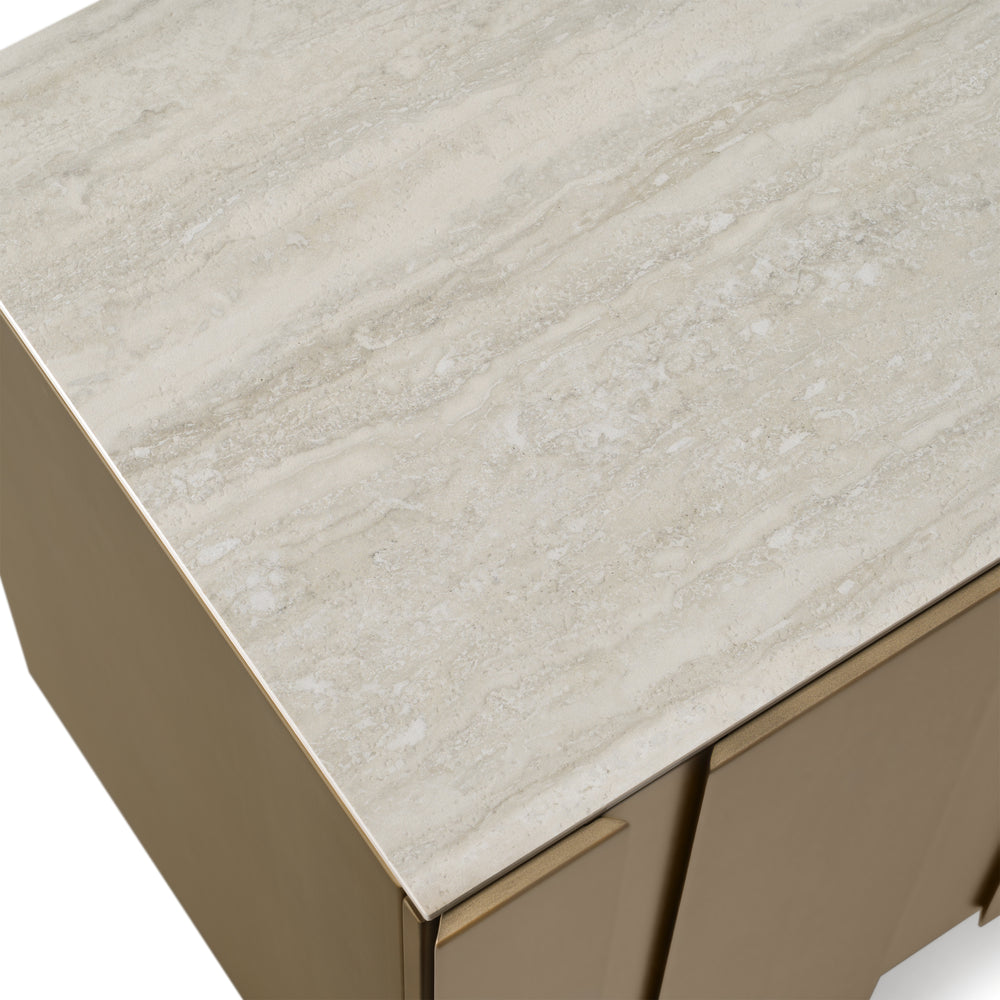 Kiefer - Modern Faux Travertine Ceramic + Bronze Buffet - View 7