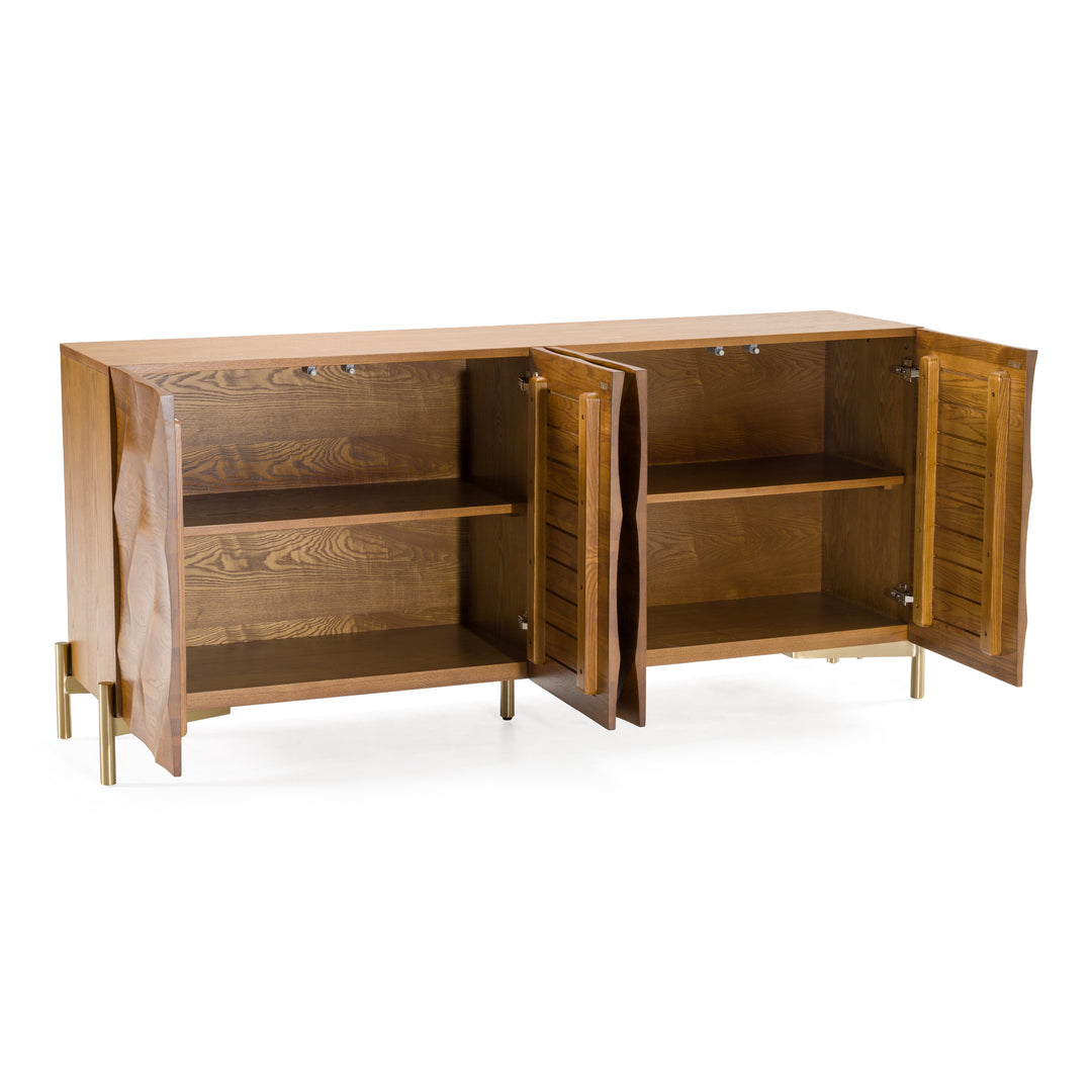 Killeen  Modern Gold + Walnut Buffet