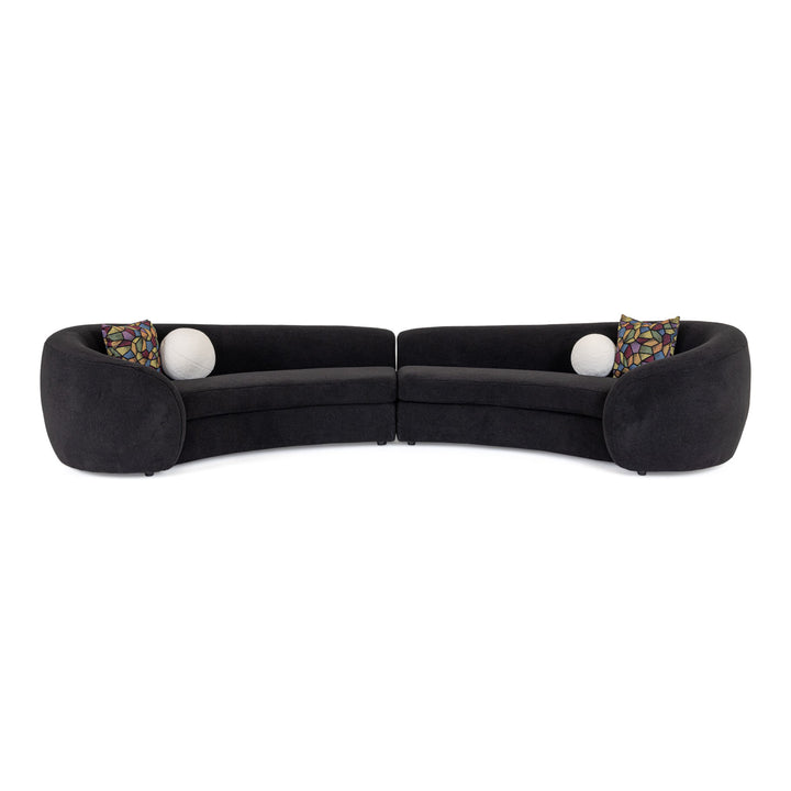 Kilmer Modern Black Curved Fabric Sectional Sofa