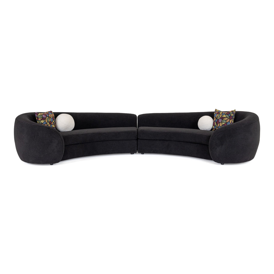 Kilmer Modern Black Curved Fabric Sectional Sofa