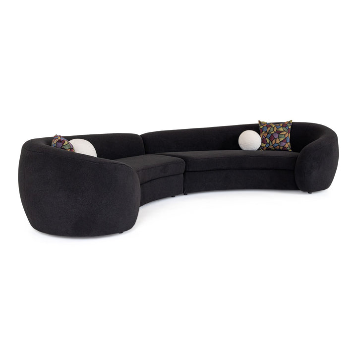 Kilmer Modern Black Curved Fabric Sectional Sofa