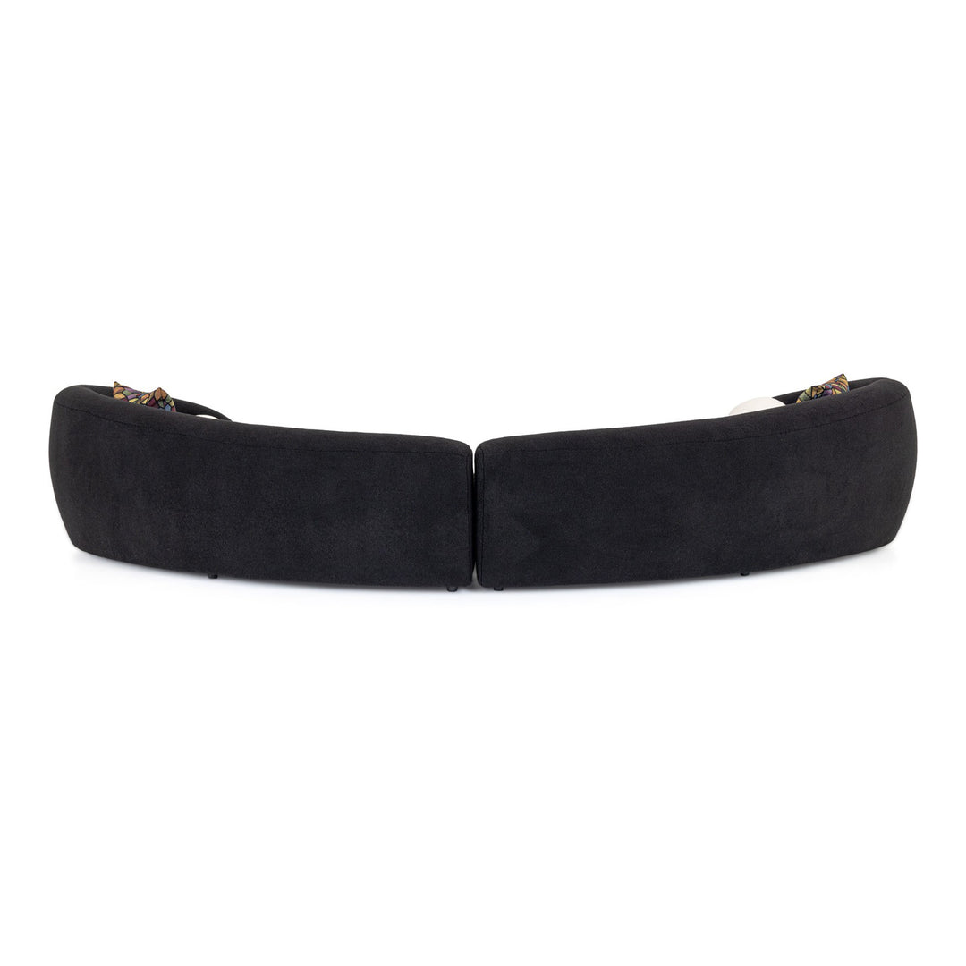 Kilmer Modern Black Curved Fabric Sectional Sofa