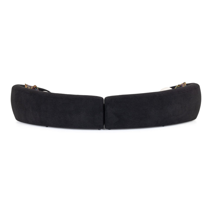 Kilmer Modern Black Curved Fabric Sectional Sofa