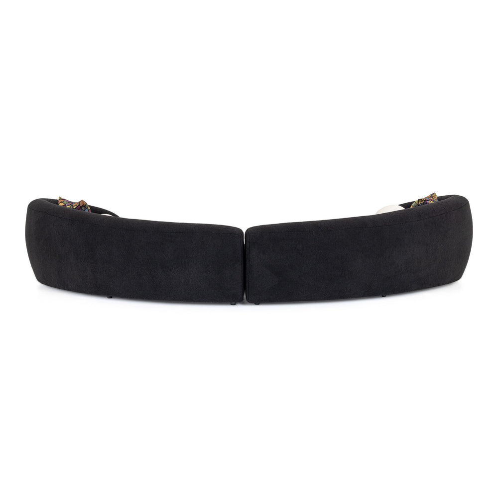 Kilmer Modern Black Curved Fabric Sectional Sofa - View 9