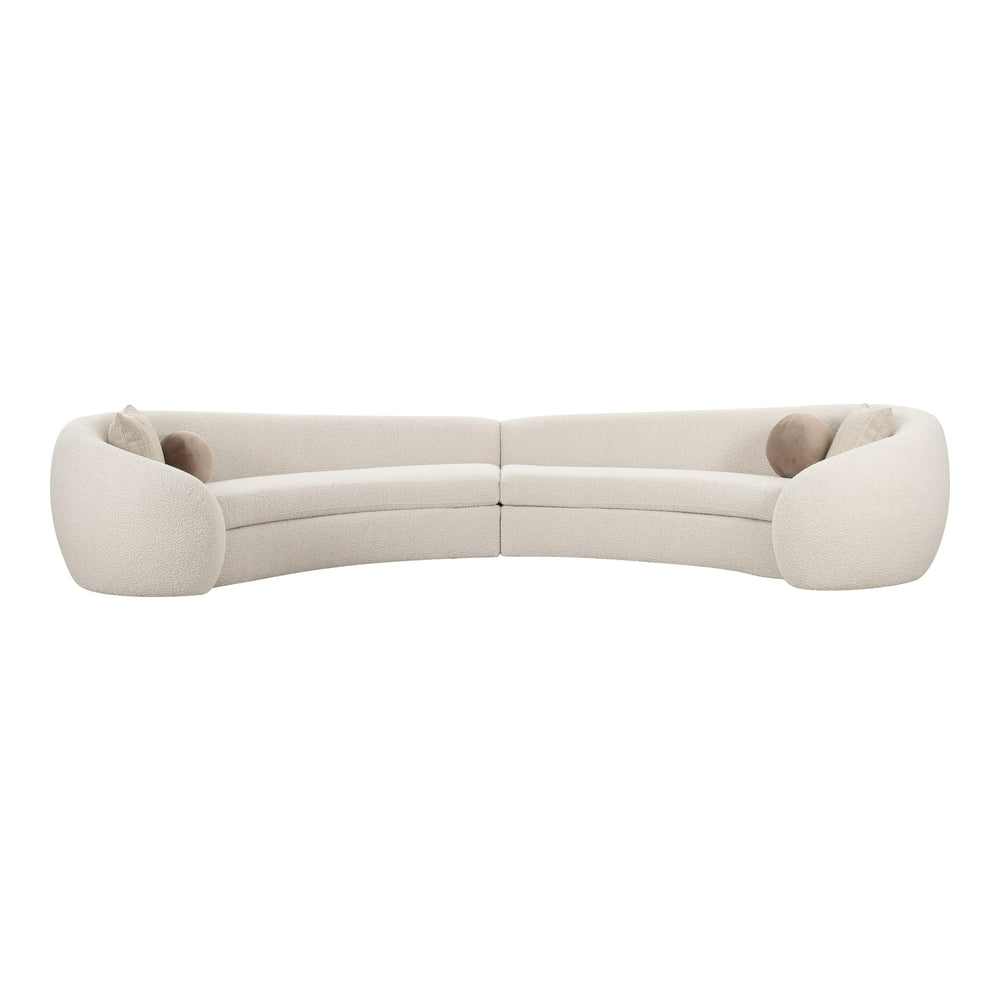 Kilmer Modern Off-White Curved Fabric Sectional Sofa