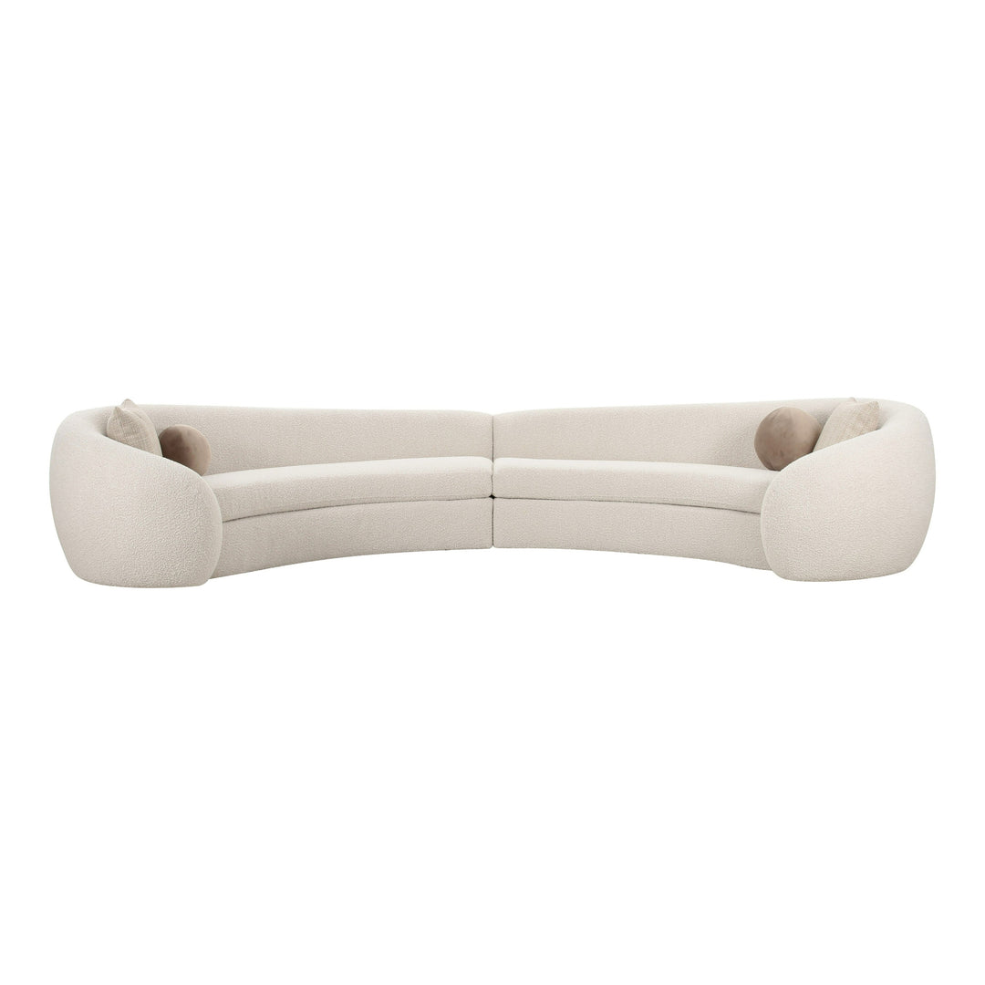 Kilmer Modern Off-White Curved Fabric Sectional Sofa