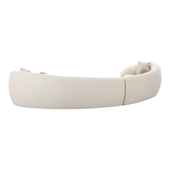 Kilmer Modern Off-White Curved Fabric Sectional Sofa
