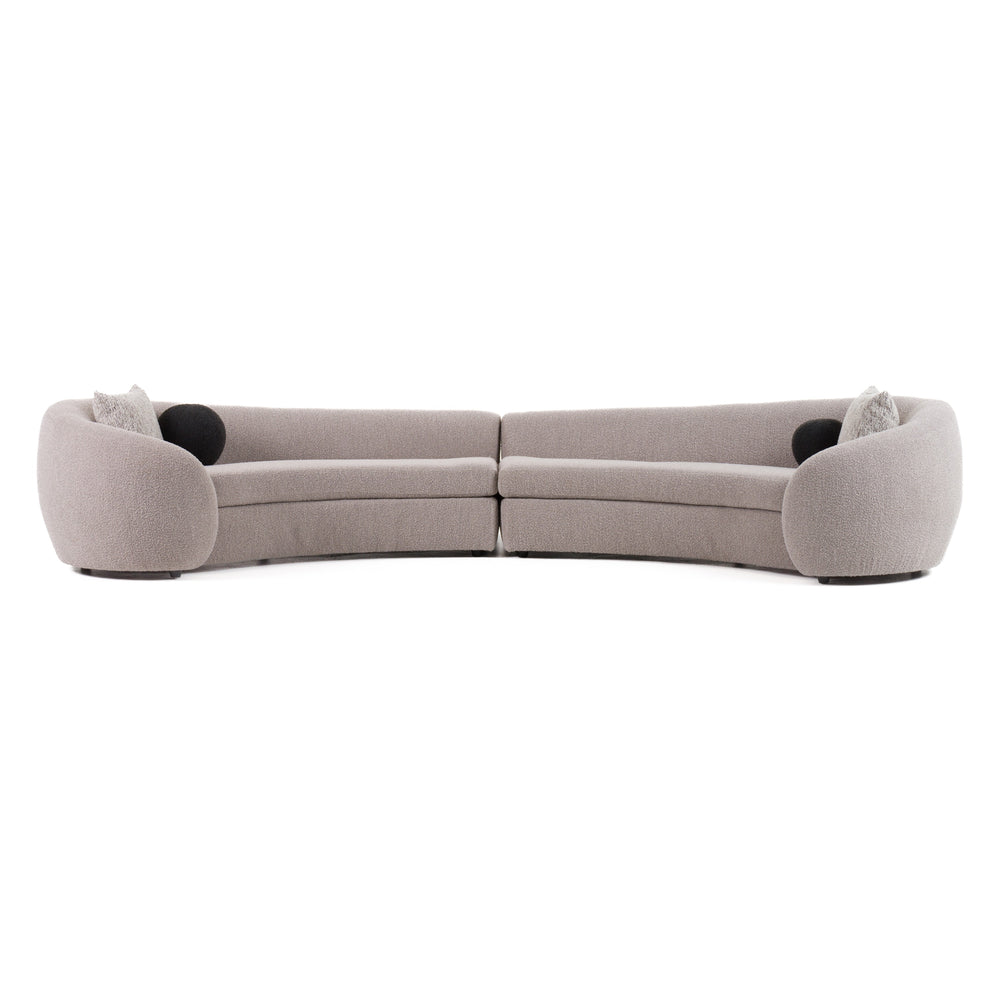 Kilmer Modern Grey Curved Fabric Sectional Sofa