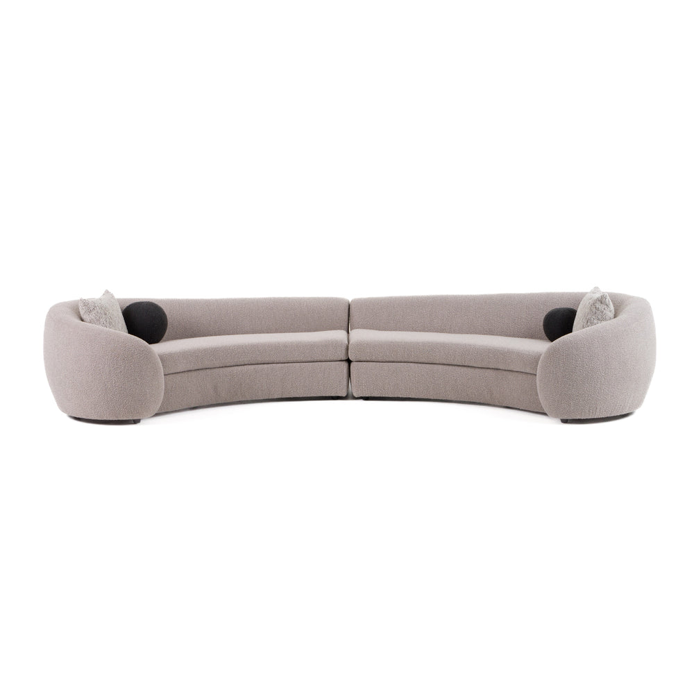 Kilmer Modern Grey Curved Fabric Sectional Sofa - View 2
