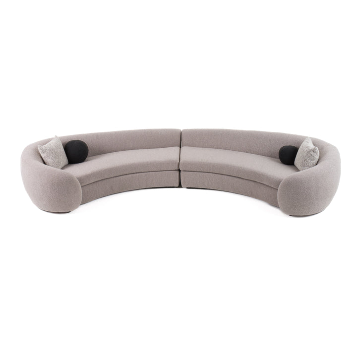 Kilmer Modern Grey Curved Fabric Sectional Sofa