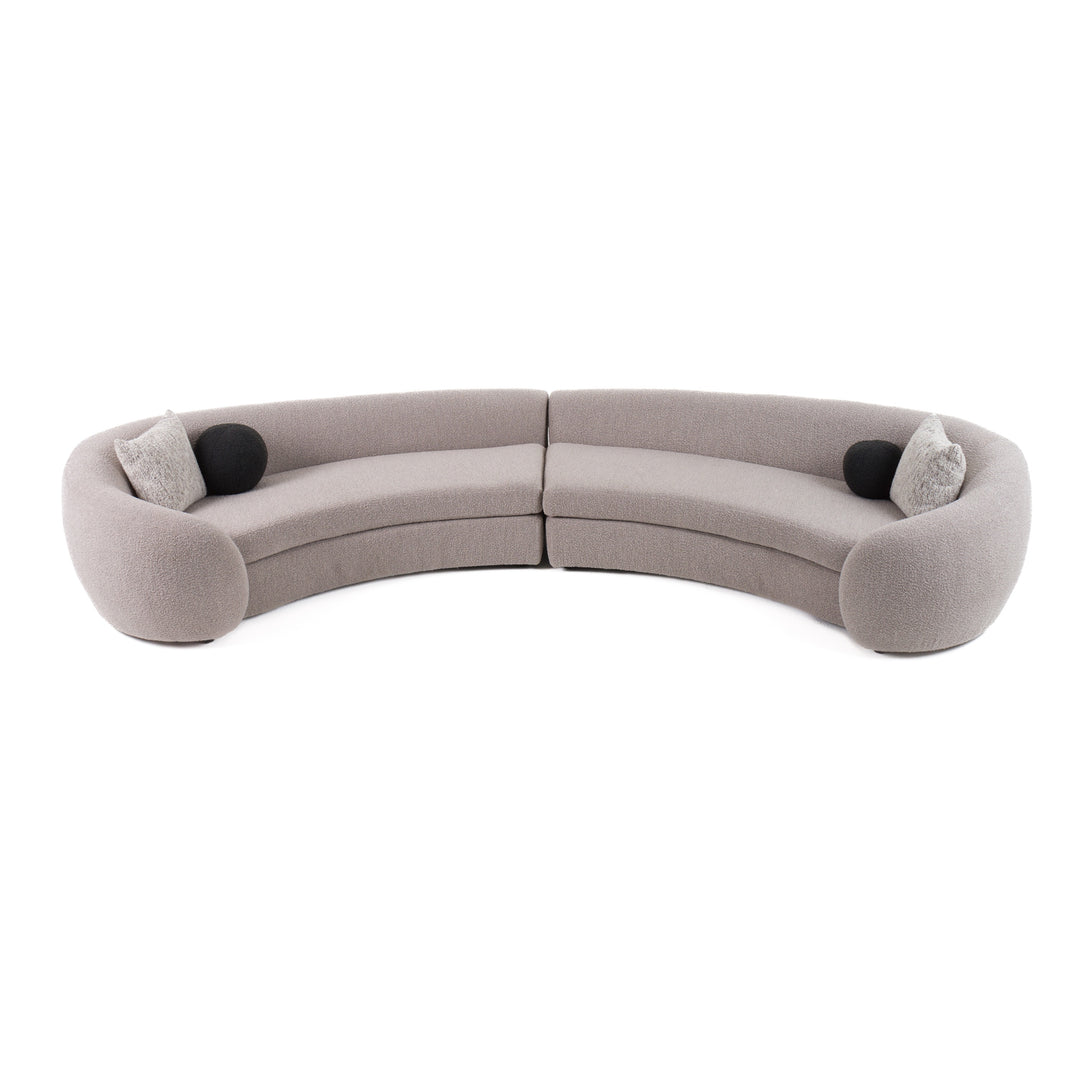 Kilmer Modern Grey Curved Fabric Sectional Sofa
