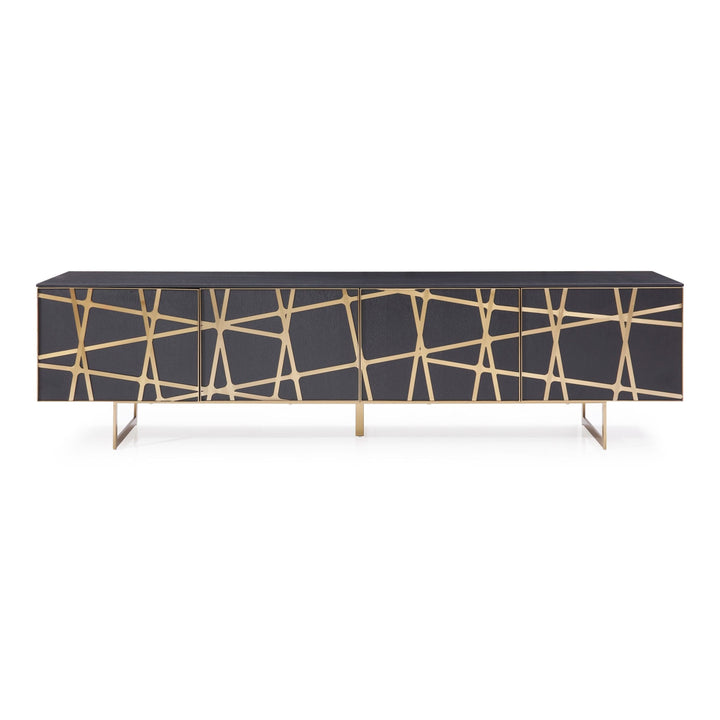 Kilson - Modern Black Oak &amp; Champagne Gold TV Stand