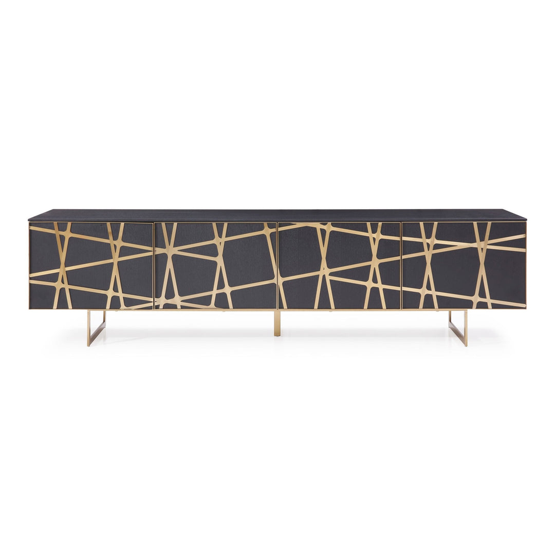 Kilson - Modern Black Oak & Champagne Gold TV Stand