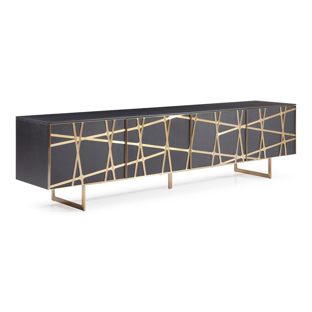 Kilson - Modern Black Oak & Champagne Gold TV Stand