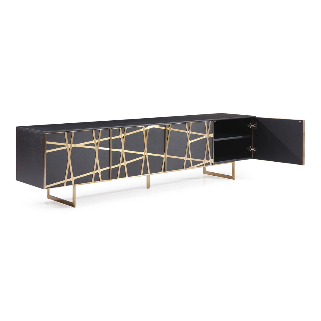 Kilson - Modern Black Oak & Champagne Gold TV Stand
