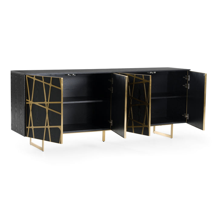Kilson - Modern Black Oak &amp; Champagne Gold Buffet