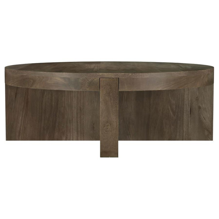 Kinkaid - Round Solid Mango Wood Coffee Table - Brown Coffee Table modern furniture Contempo Furniture