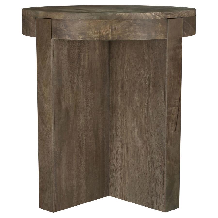 Kinkaid - Round Solid Mango Wood End Table - Brown End Table modern furniture Contempo Furniture