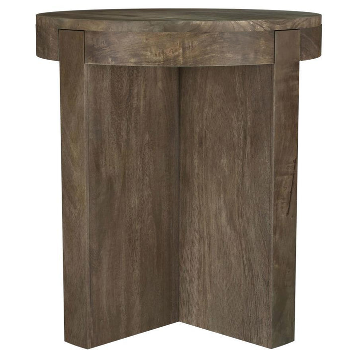 Kinkaid - Round Solid Mango Wood End Table - Brown End Table modern furniture Contempo Furniture