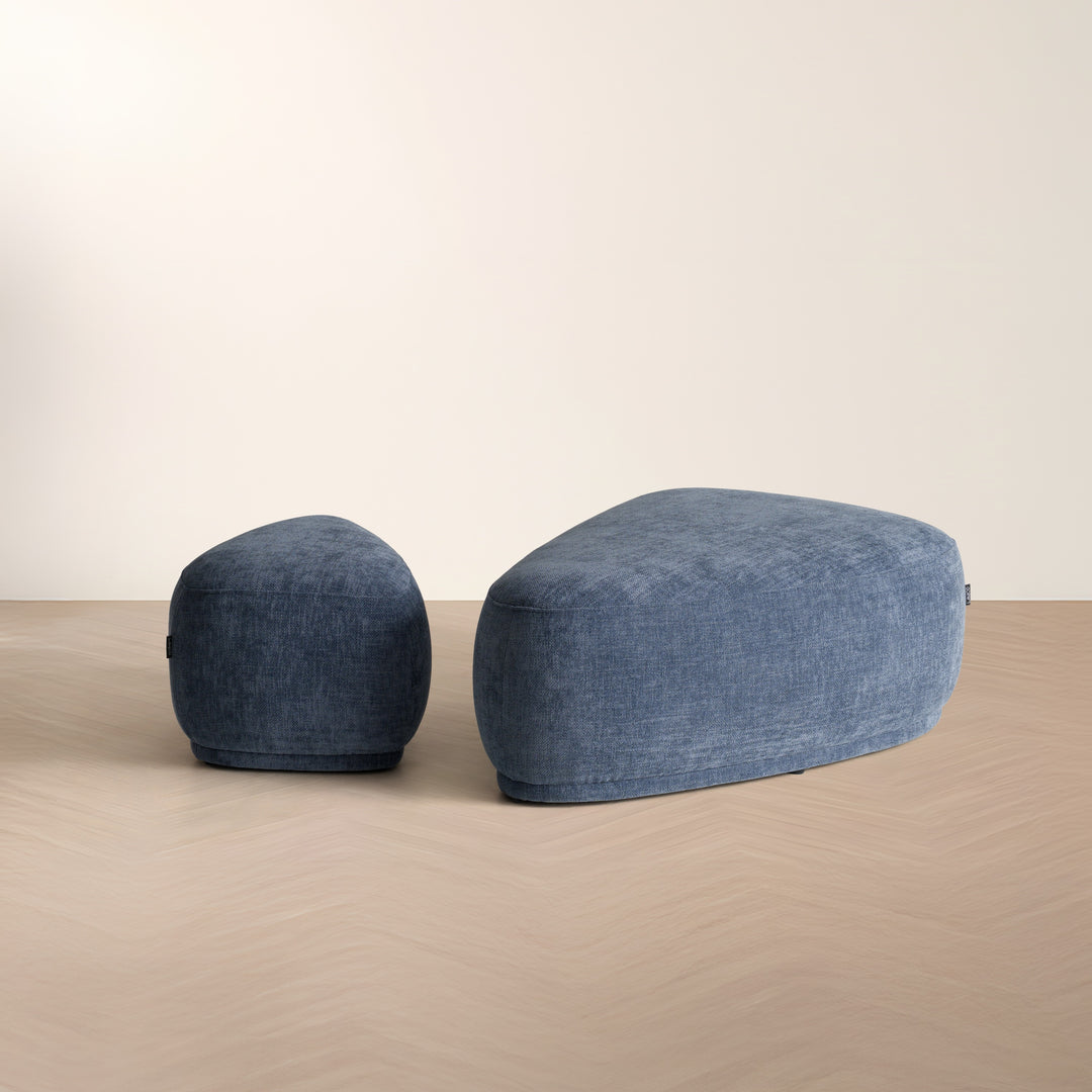 Kinsey - Modern Blue Small River Rock Ottoman
