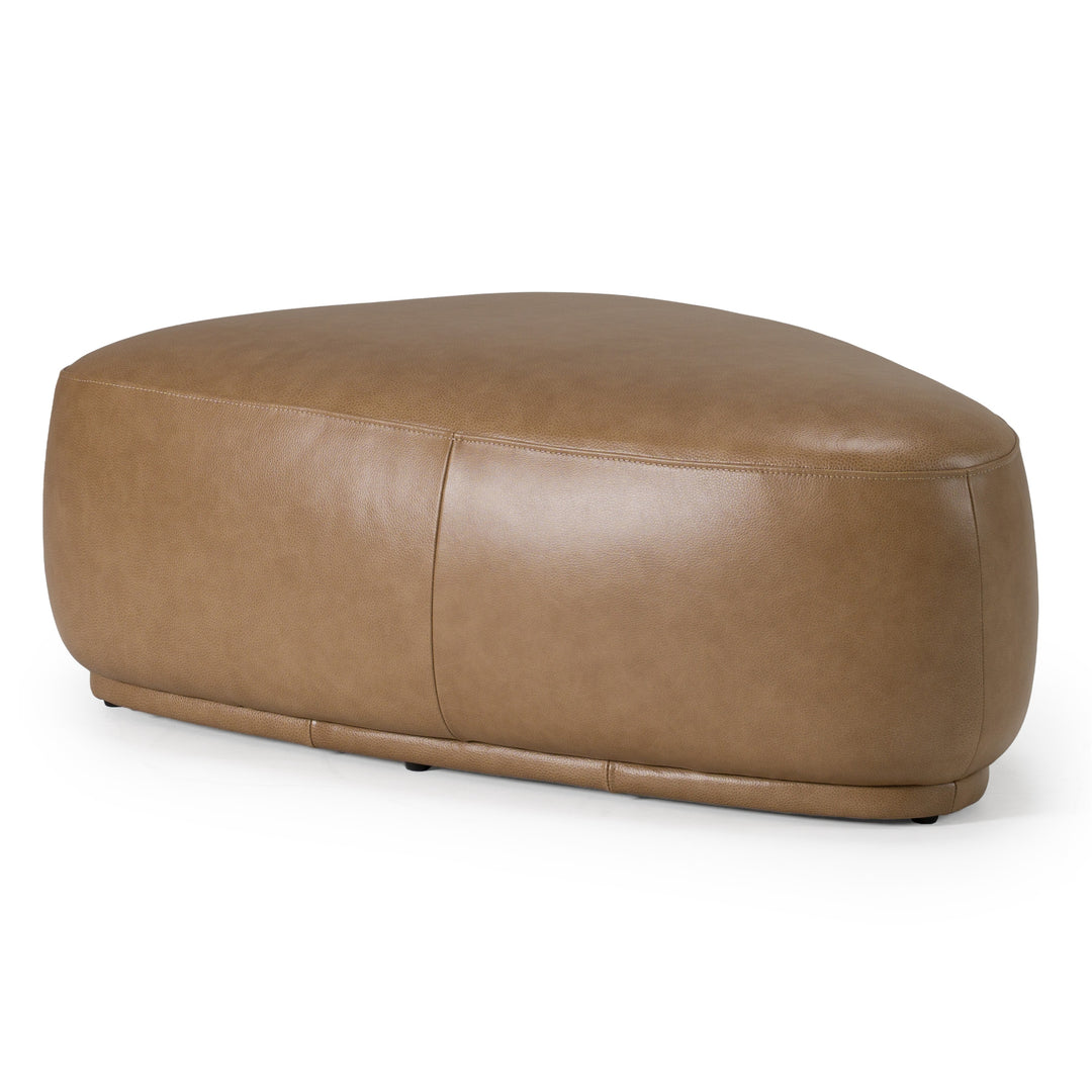 Kinsey  Modern Tan Leather Large River Rock Ottoman